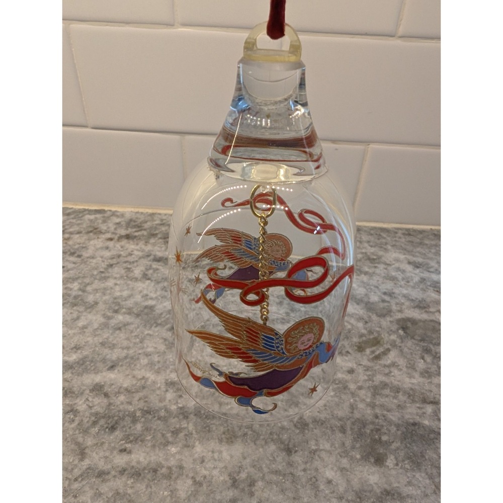 Rosenthal Crystal Hand Painted Angels Song of Joy Glass Bell Ornament